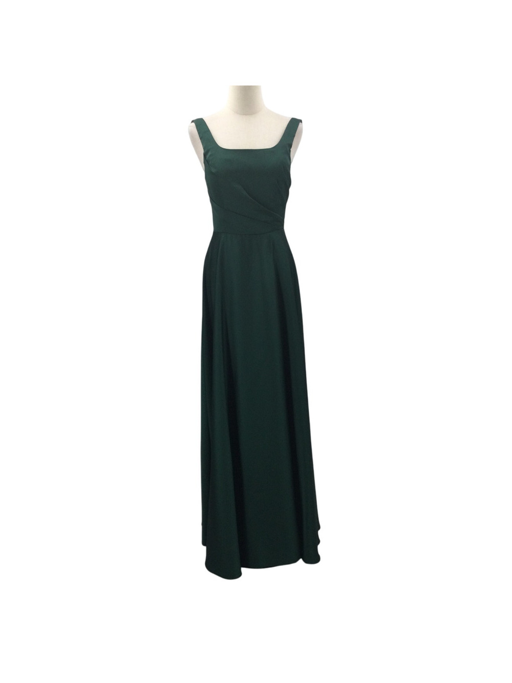 AW BRIDAL 4 S hunter green satin wedding formal party maxi dress NEW 0B10